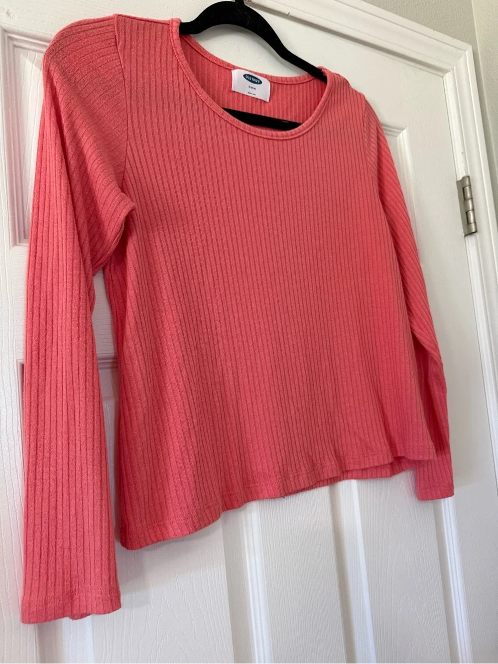 Old Navy Girls Coral Ribbed Long-Sleeve Top-XL